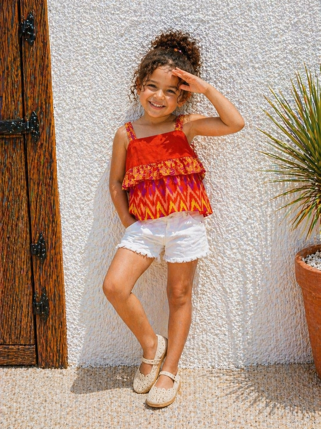 1-4 Yaş Etnik Desenli Tshirt Turuncu