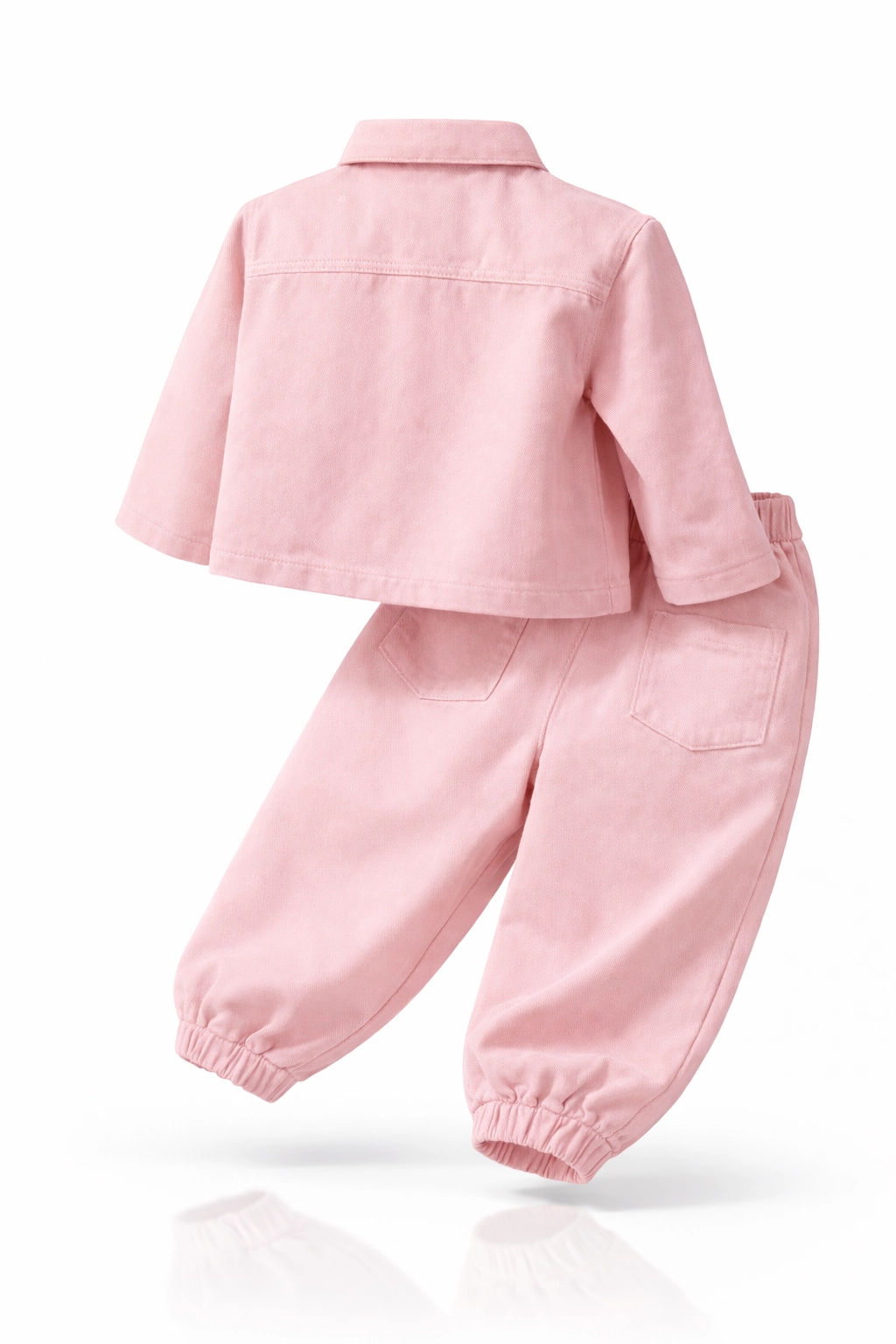 2-6 Yaş Gabardin Ceketli Takım Pudra