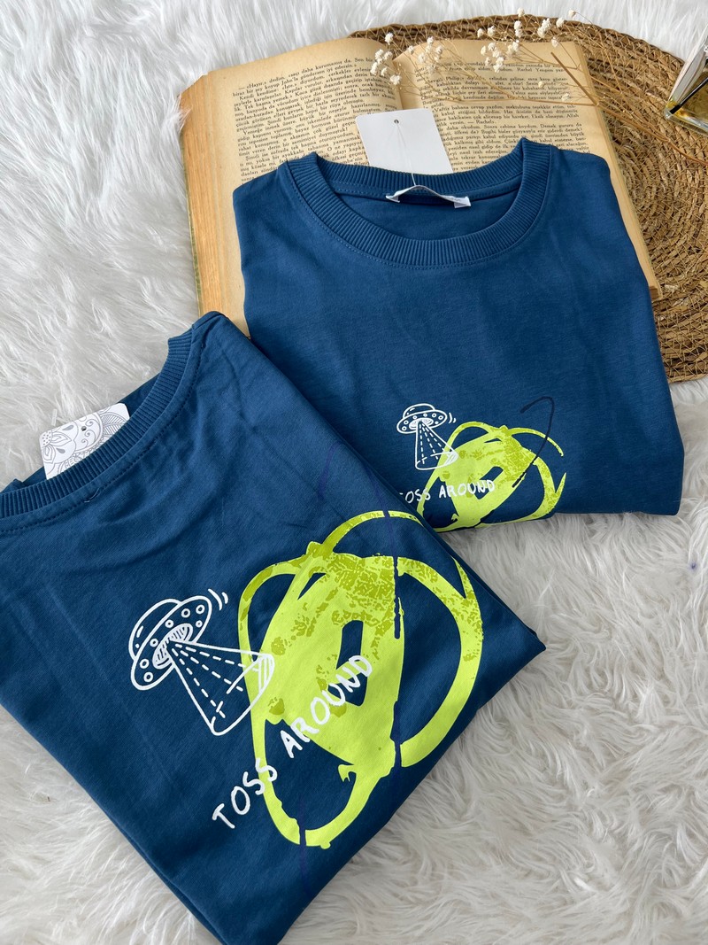 8-14 Yaş Uzaylı  T-shirt Lacivert