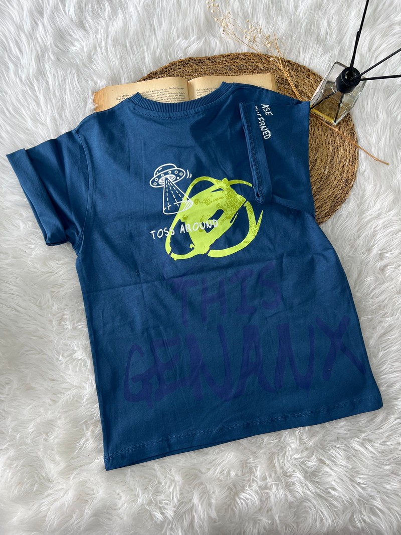 8-14 Yaş Uzaylı  T-shirt Lacivert