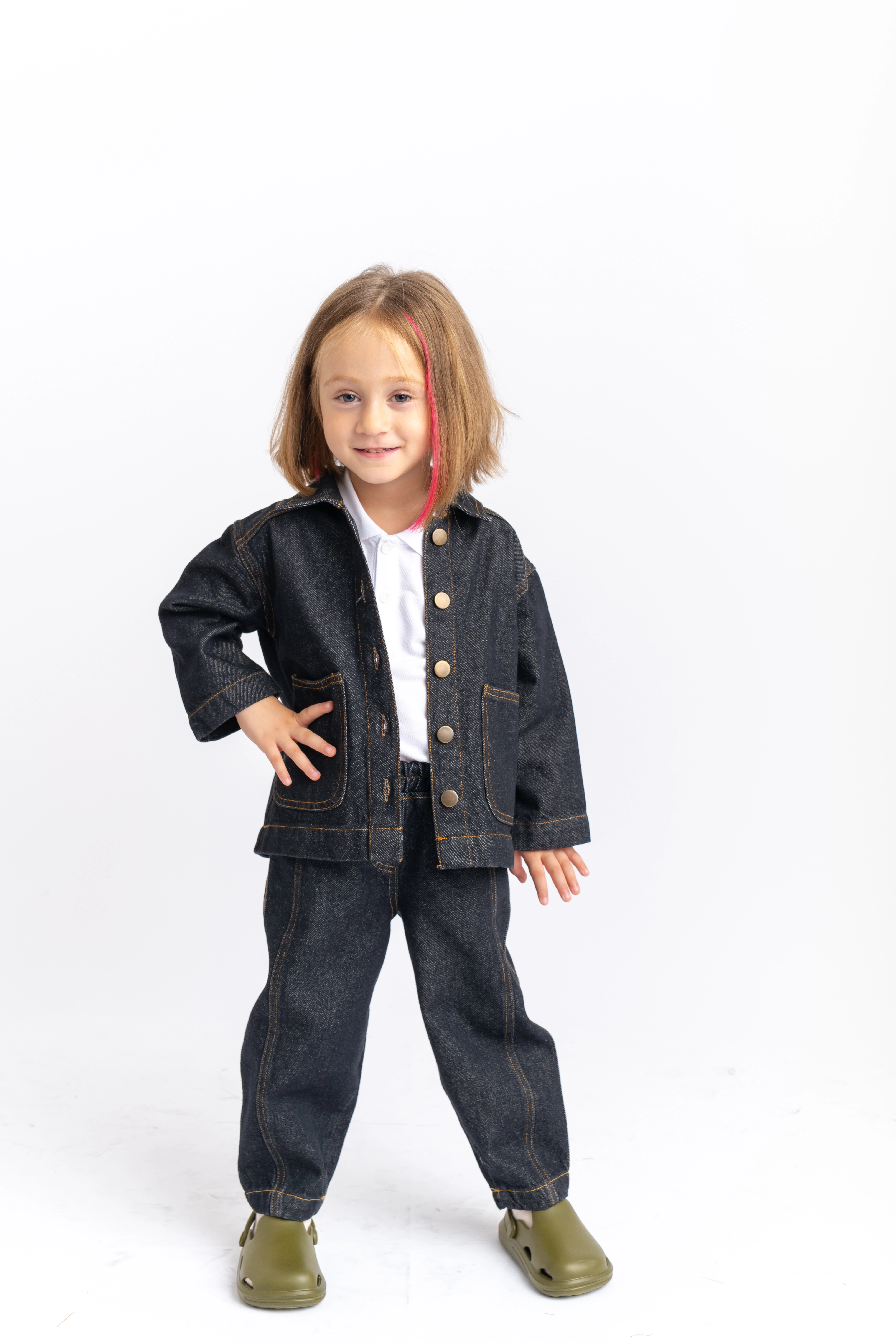 2-6 Yaş Yıkamalı Denim Ceketli Takım Siyah