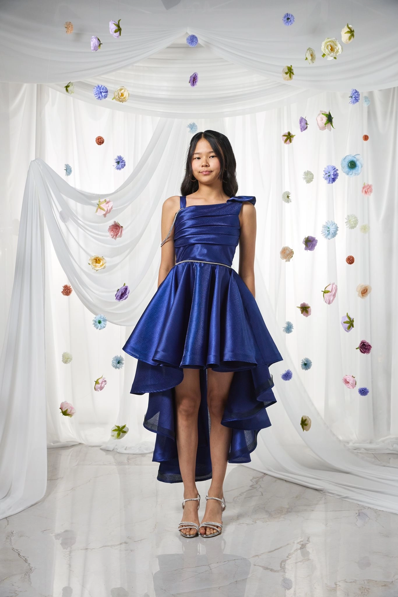 10-15 Drape Detaylı Gece Abiye Lacivert