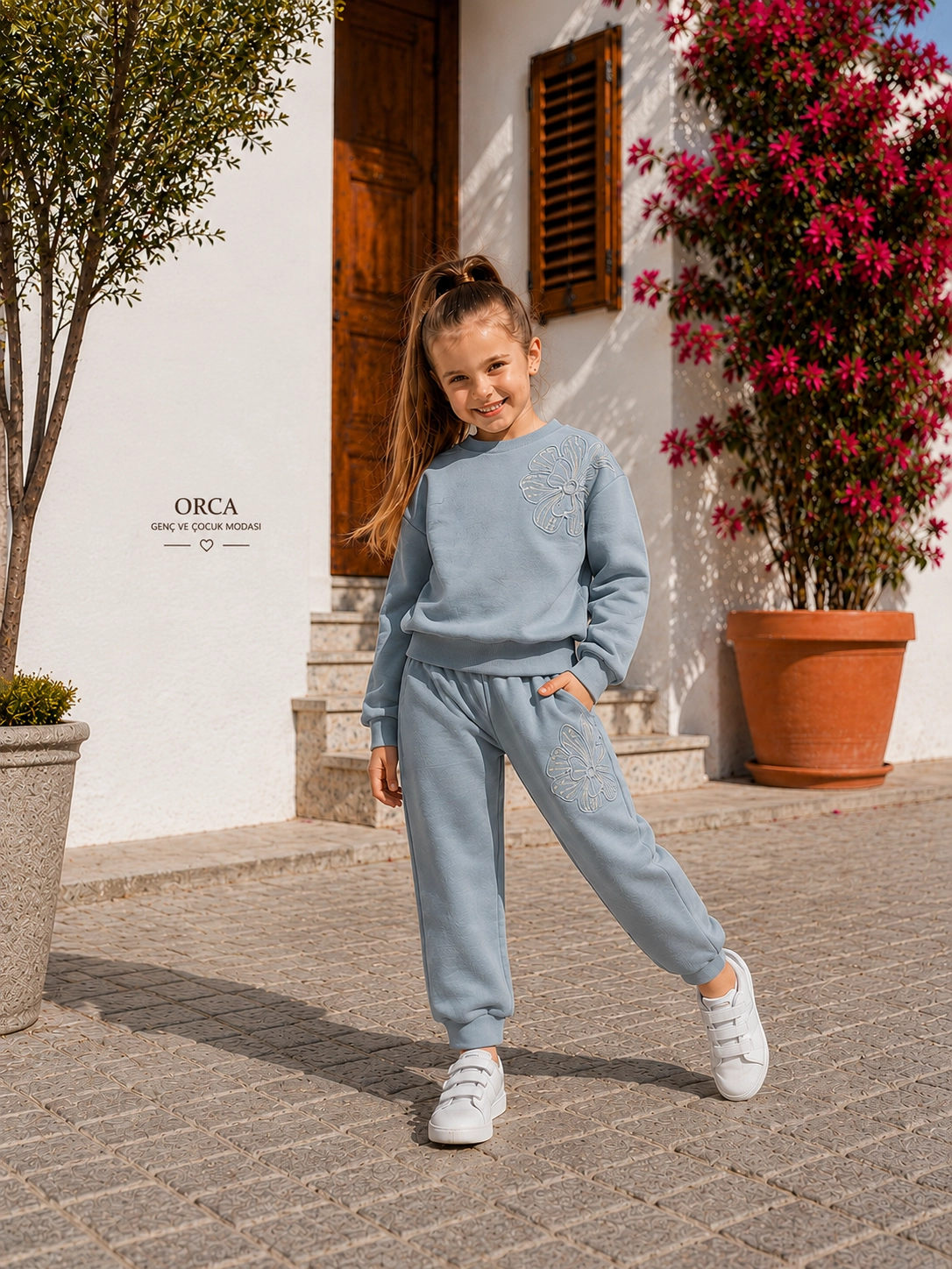 Kız Çocuk Jogger 2li Kışlık Eşofman Takımı Mavi (4-8 yaş)