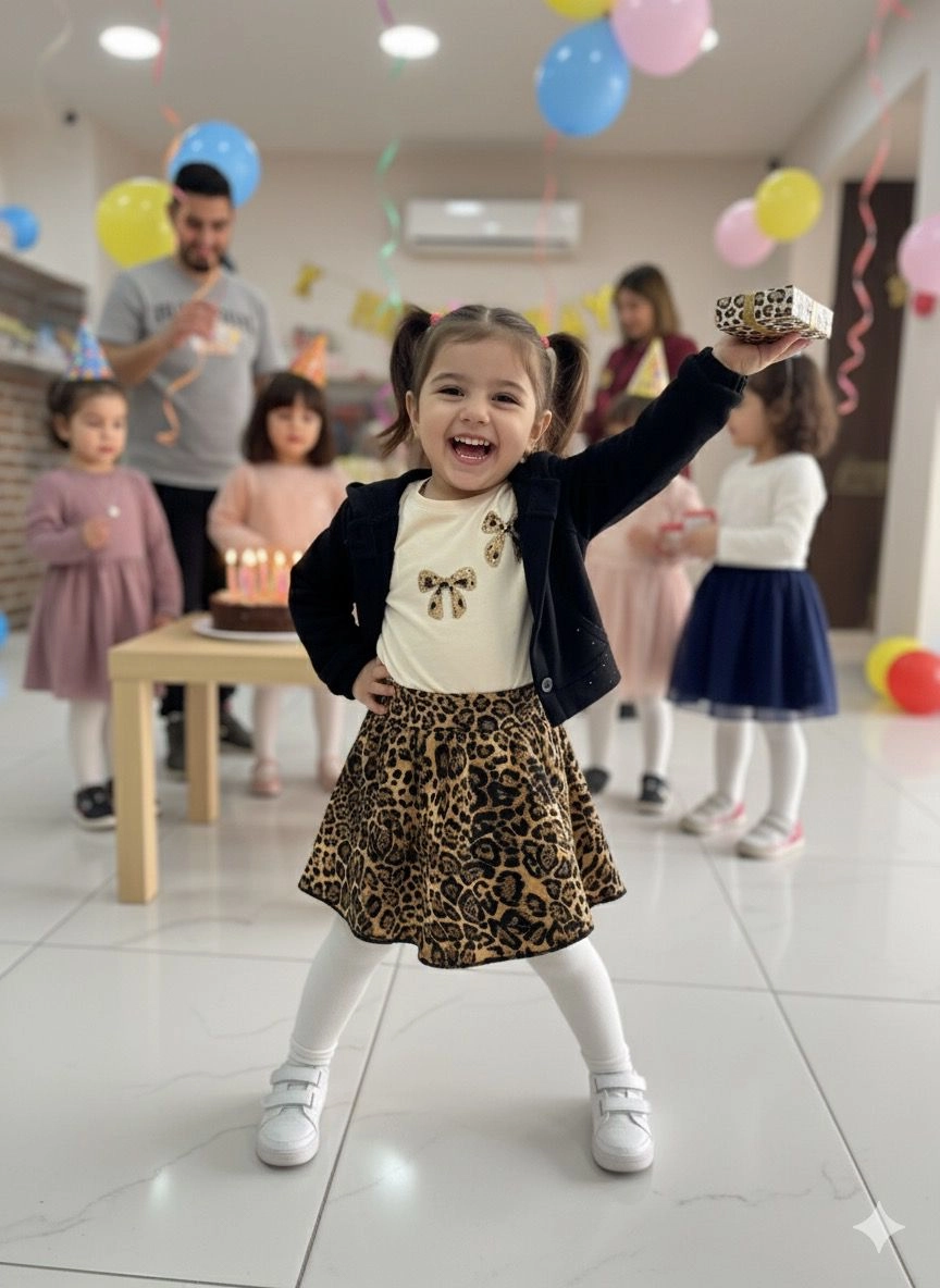 Nk 1-4 Yaş Desing Hırkalı 3Lü Leopar Takım