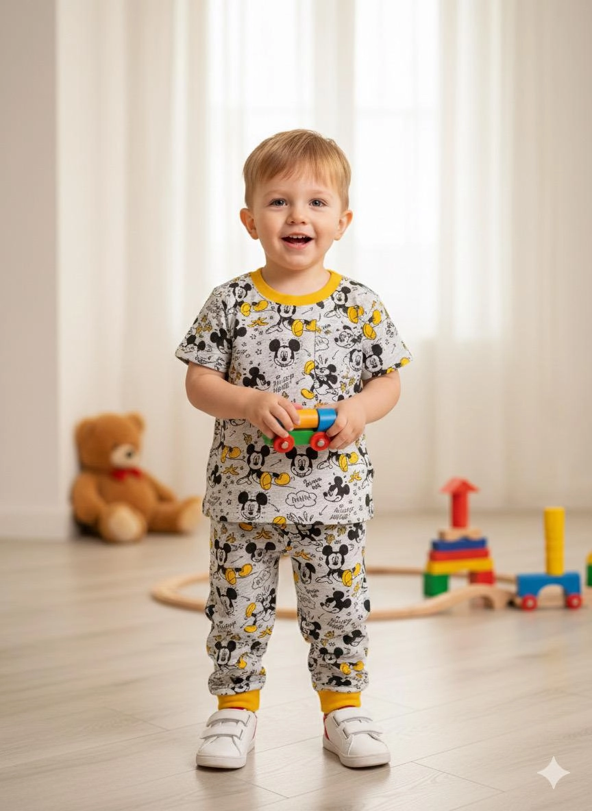 Unısex 1-4 Yaş Mıckey Mouse Pijama Takım