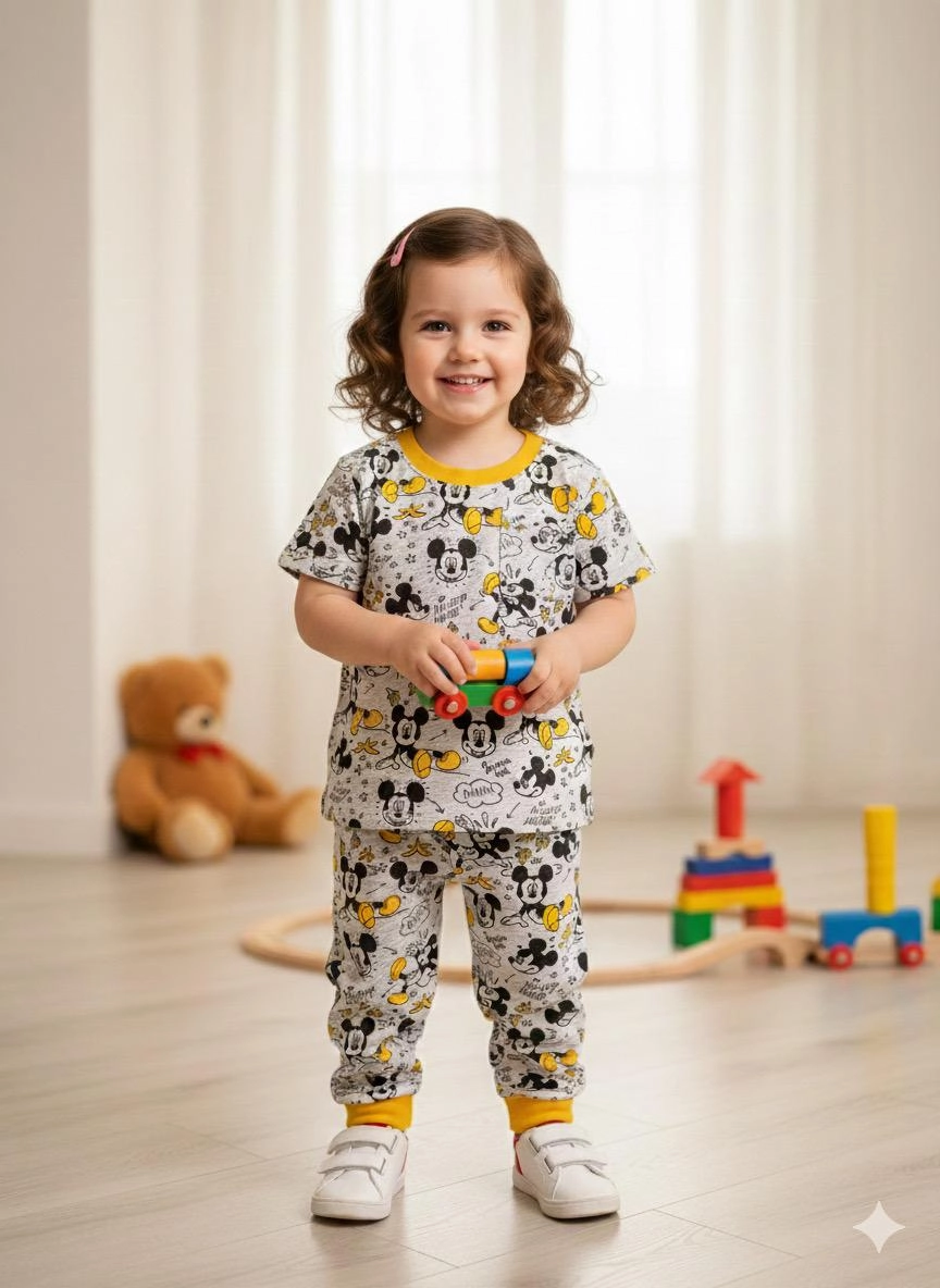 Unısex 1-4 Yaş Mıckey Mouse Pijama Takım