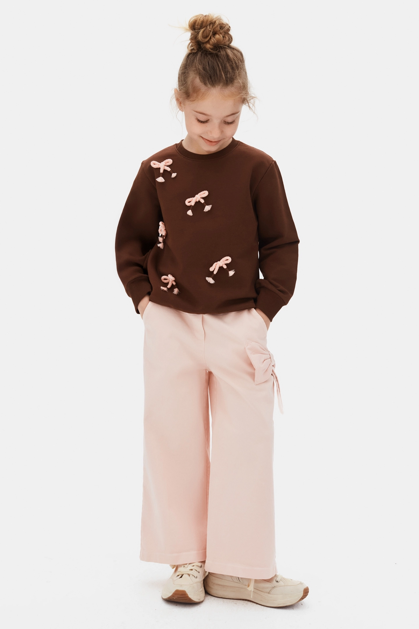 Nk 4-8 Yaş Ribbon Fiyonk Detaylı Takım Brown