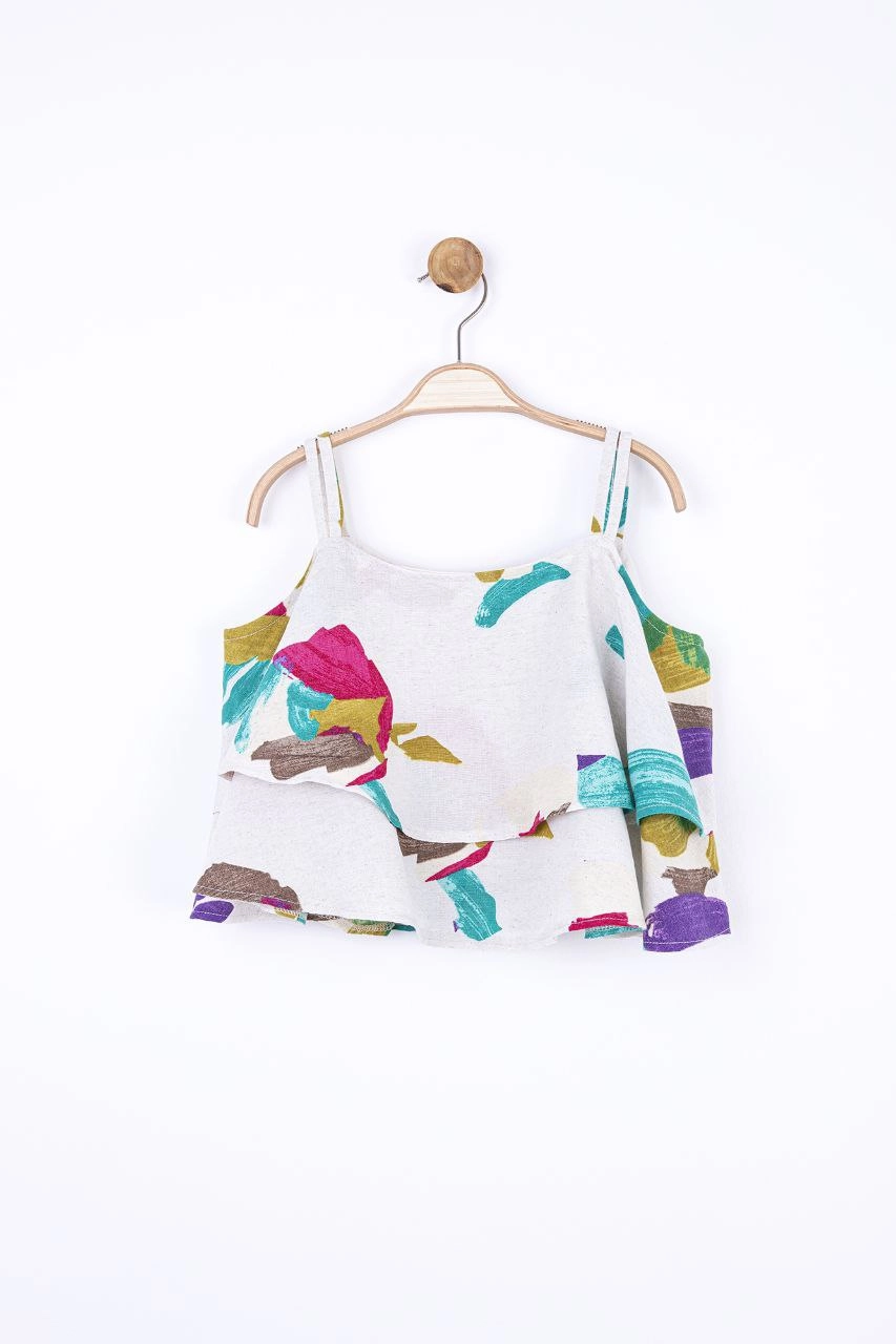 Nk 8-14 Yaş Fırça Desenli Askılı Crop