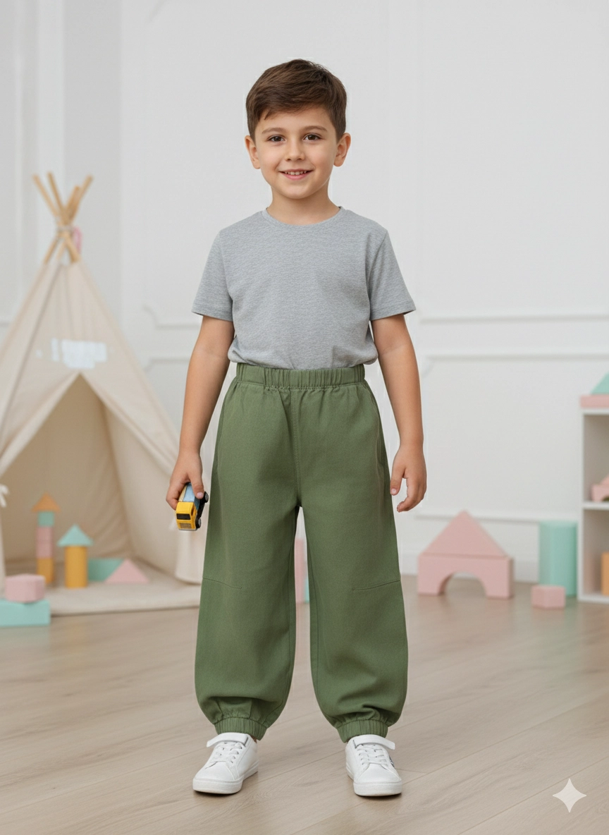 2-6 Yaş Pensli Gabardin Pantolon Haki