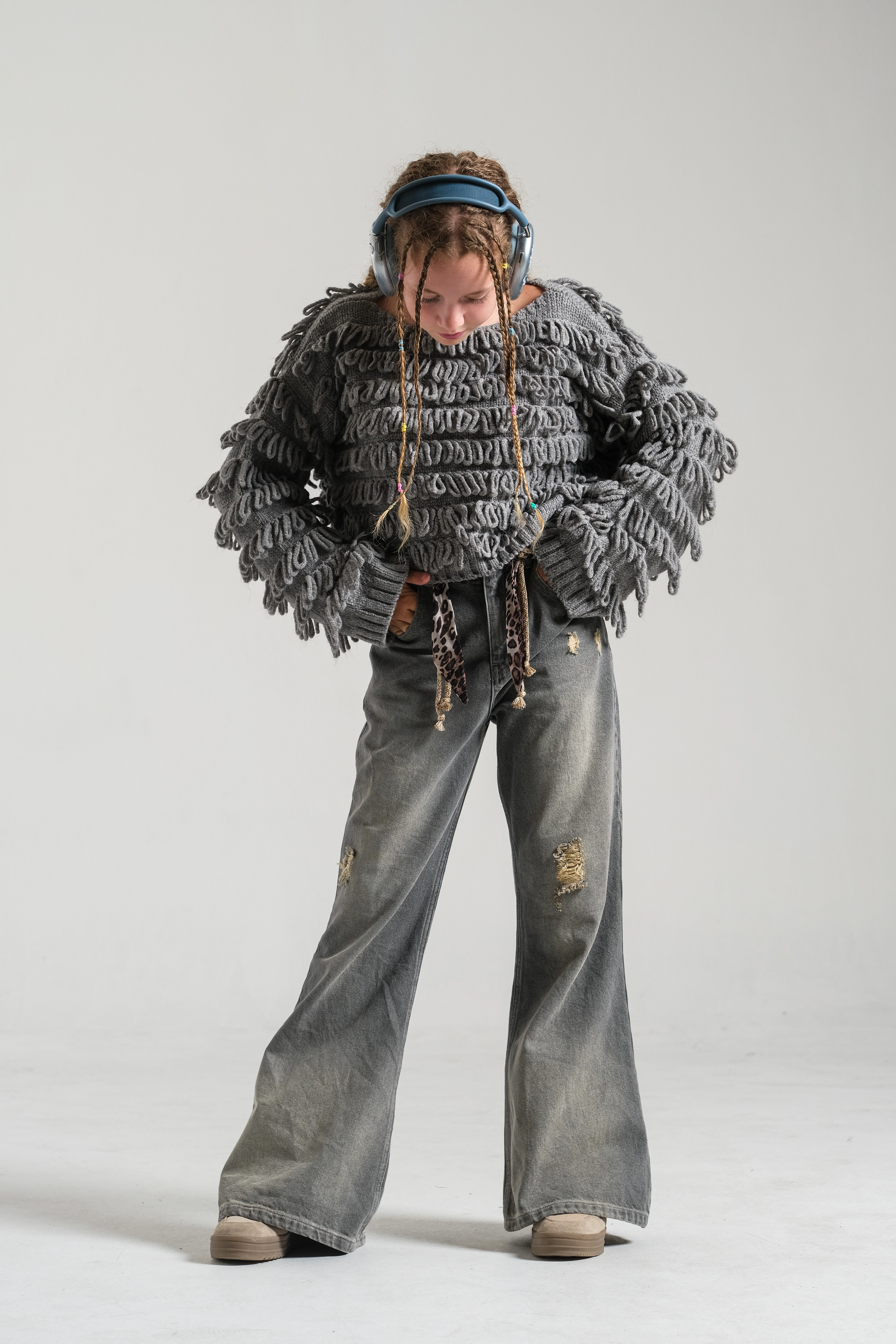Kız Çocuk İspanyol Denim Pantolon Füme(9-15 yaş)