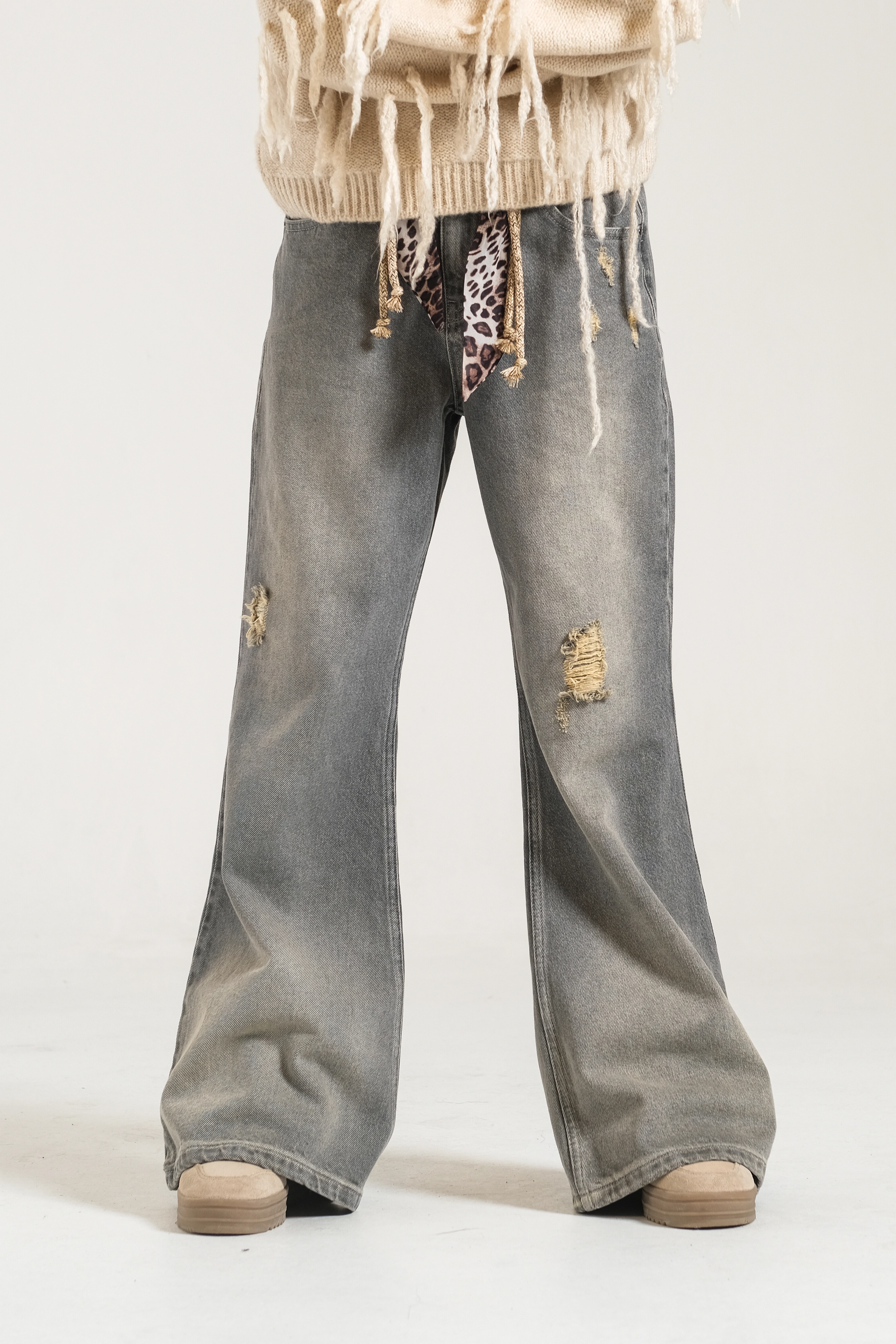 Kız Çocuk İspanyol Denim Pantolon Füme(9-15 yaş)