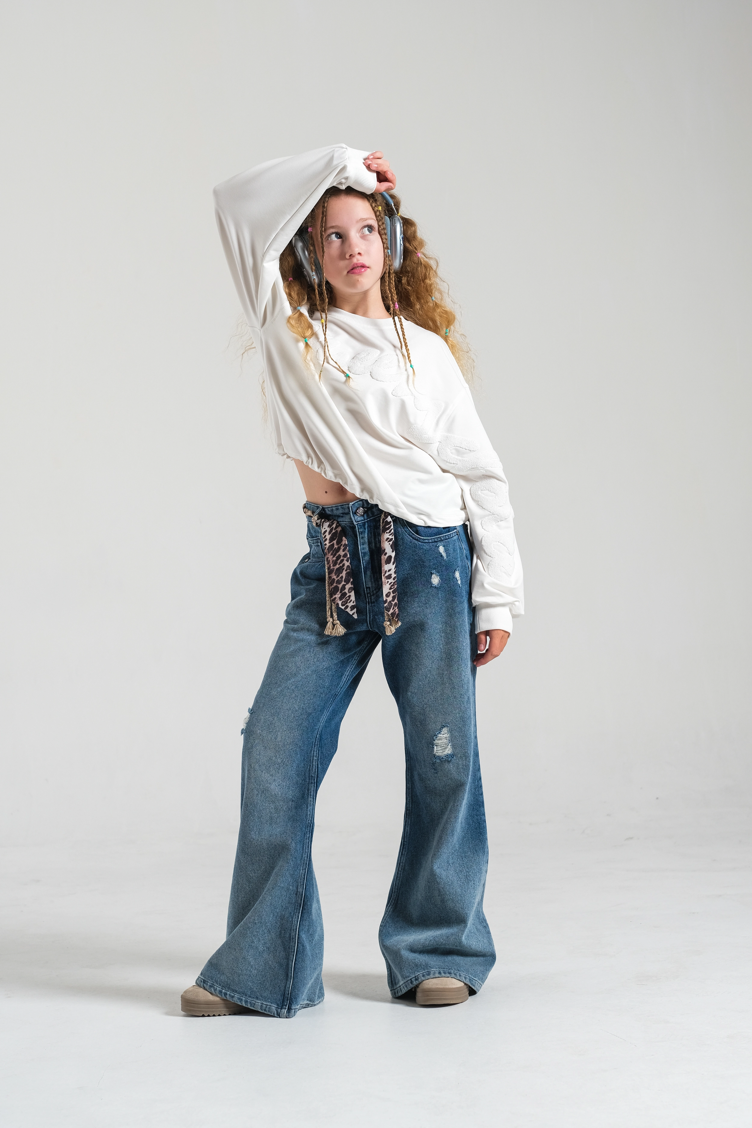Kız Çocuk İspanyol Denim Pantolon Mavi(9-15 yaş)