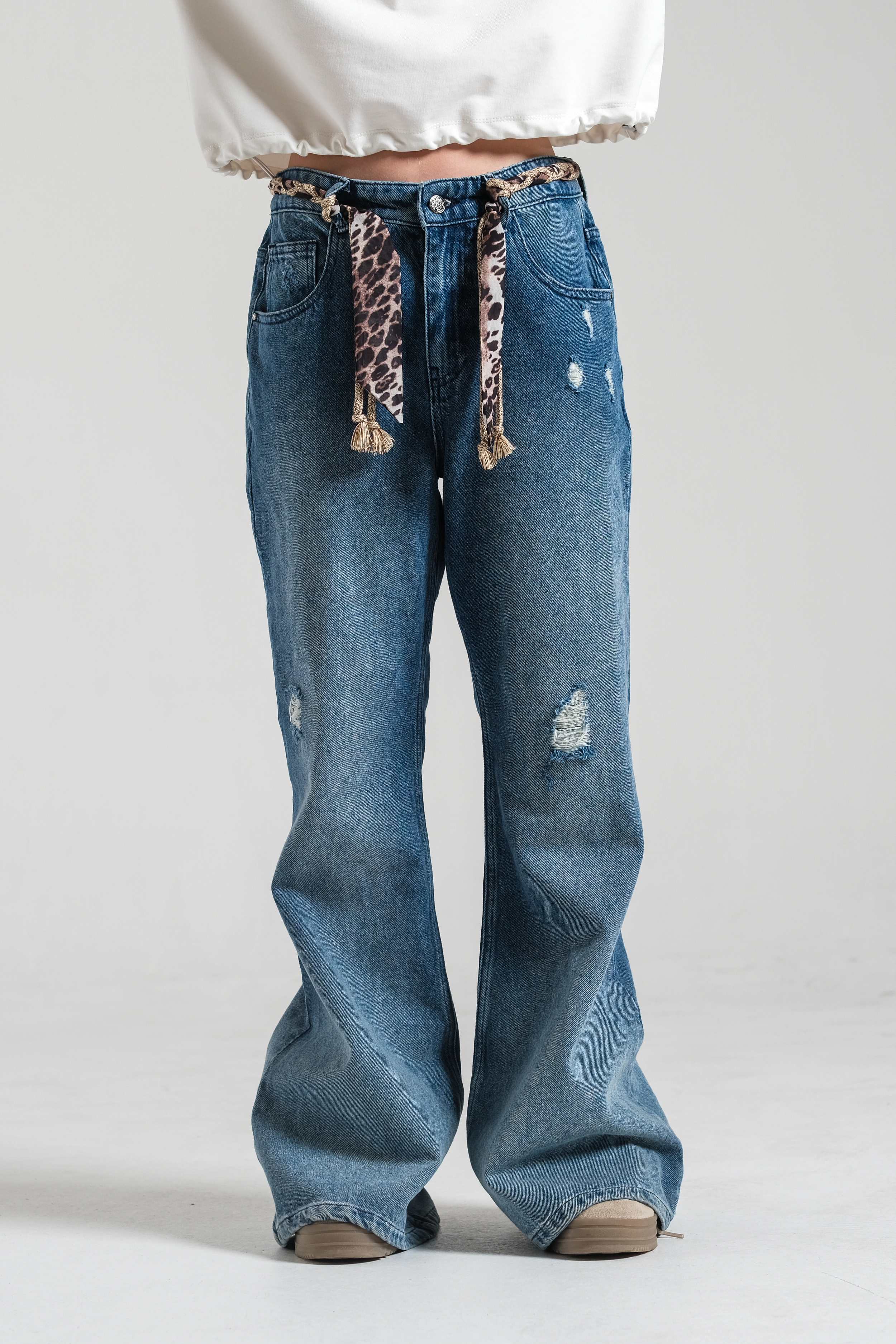 Kız Çocuk İspanyol Denim Pantolon Mavi(9-15 yaş)