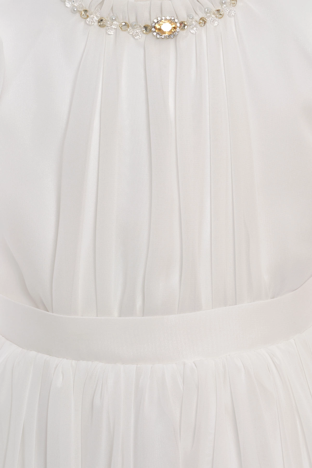 3-7 Yaş White Royal Taşlı Elbise