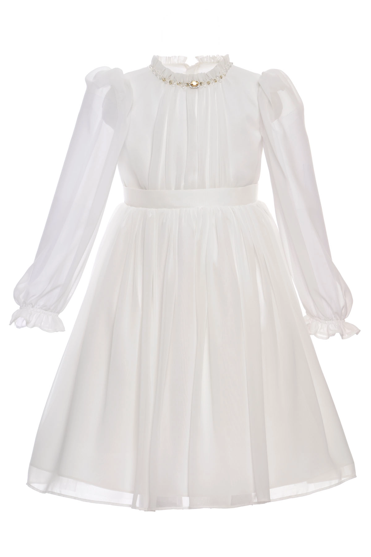 3-7 Yaş White Royal Taşlı Elbise