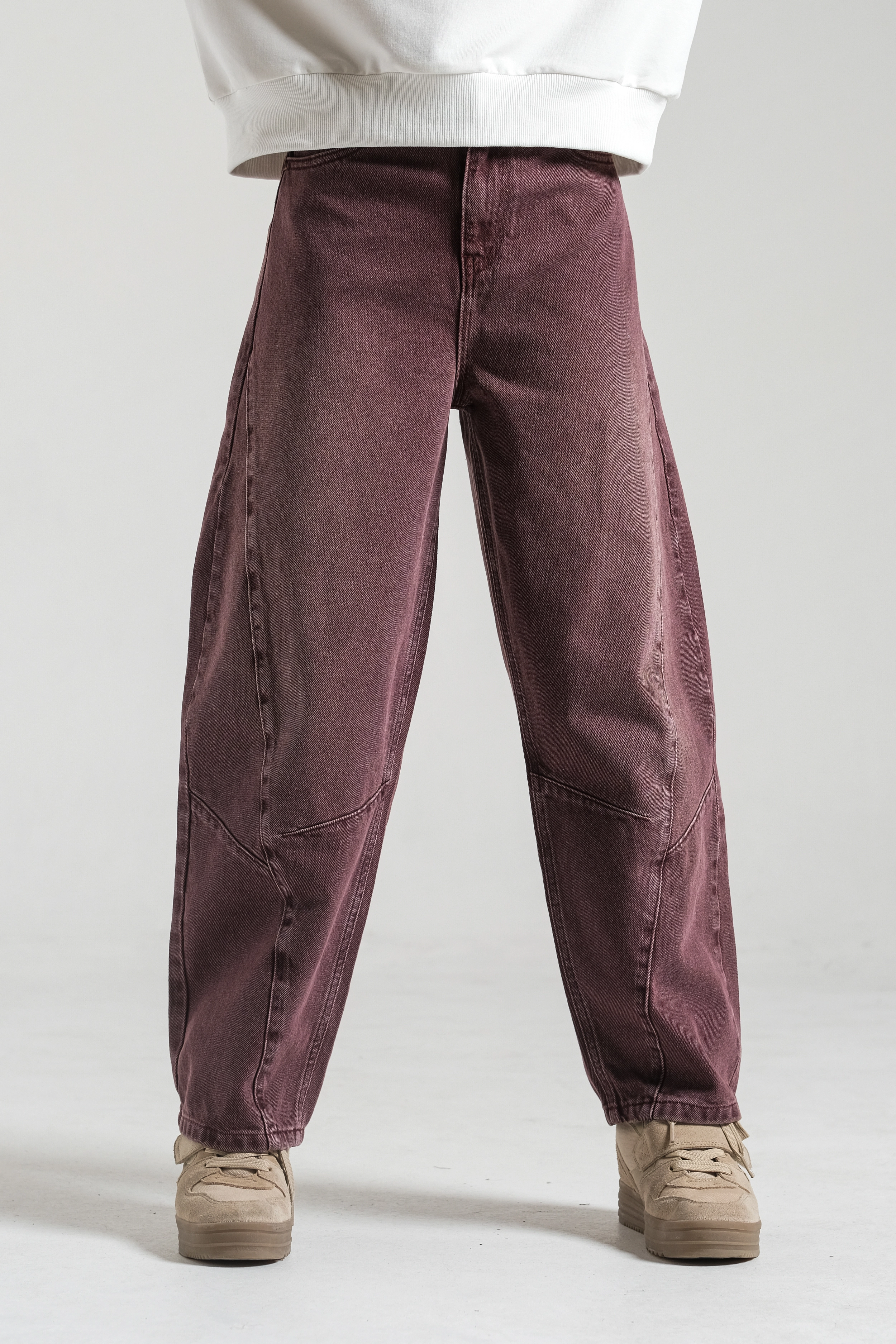 Kız Çocuk Balon Denim Pantolon Mürdüm(9-15 yaş)