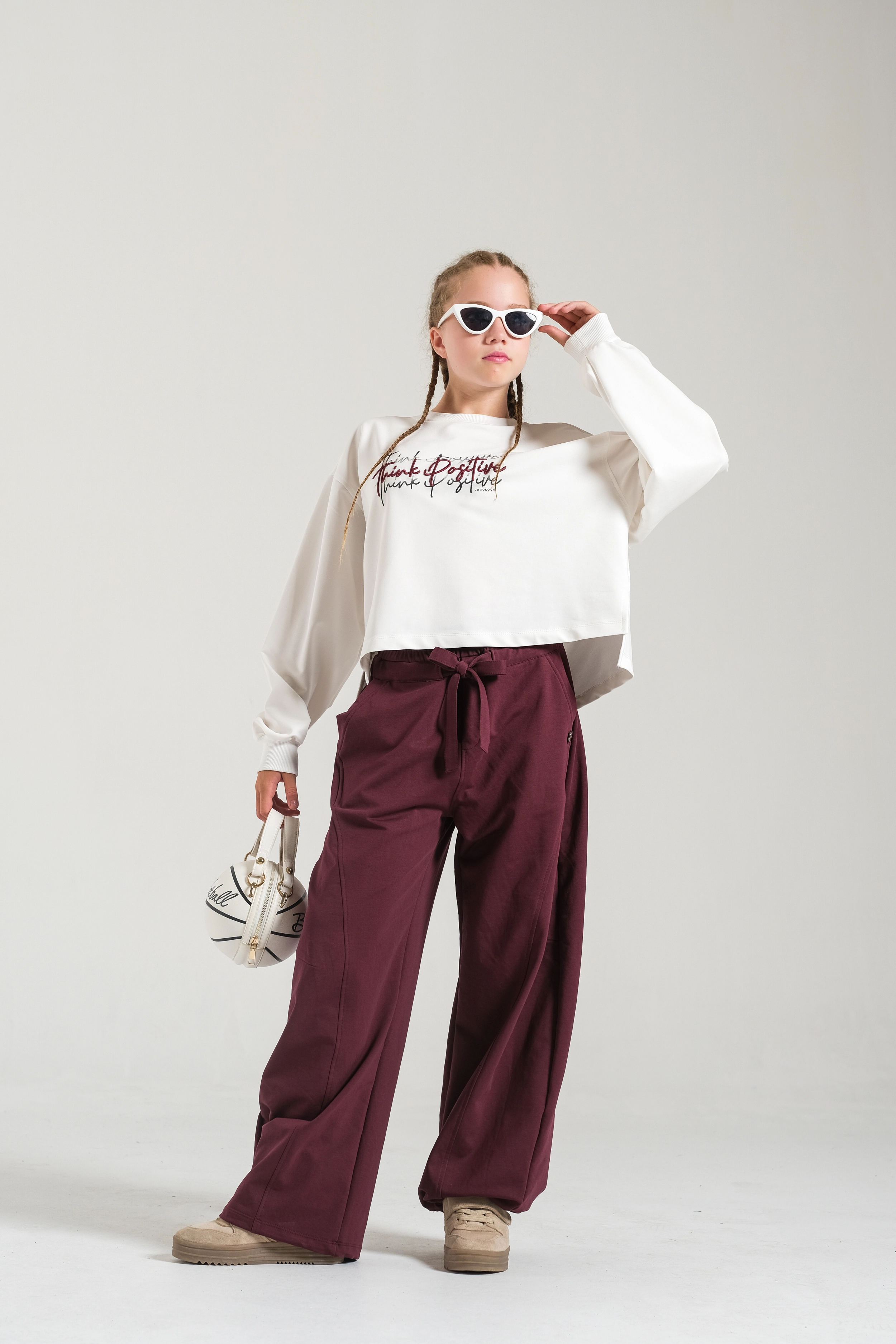 Kız Çocuk Baskılı Sweat Ekru(9-15 yaş)