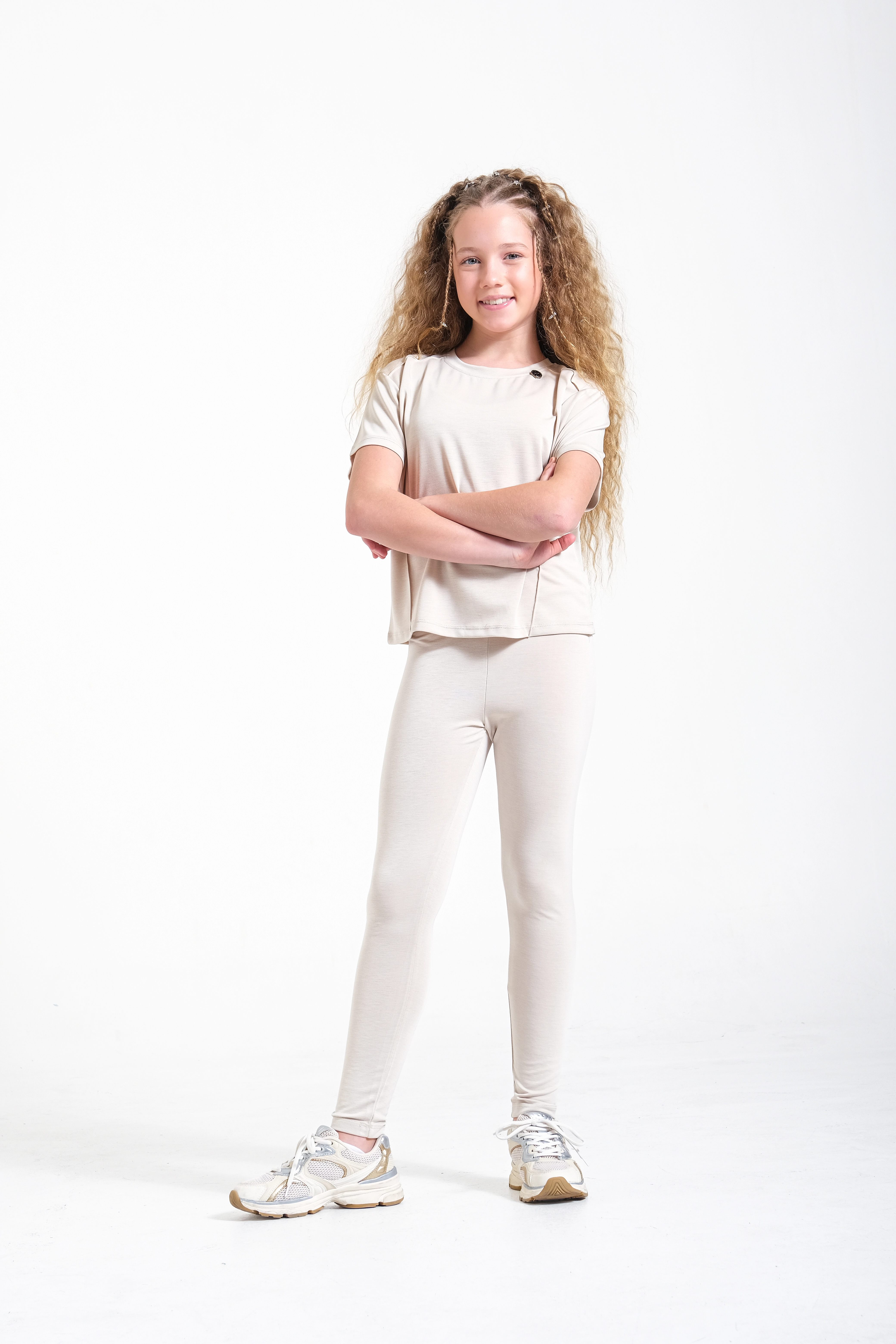 8-15 Modal Kumaş Yüksel Bel Tayt Ekru