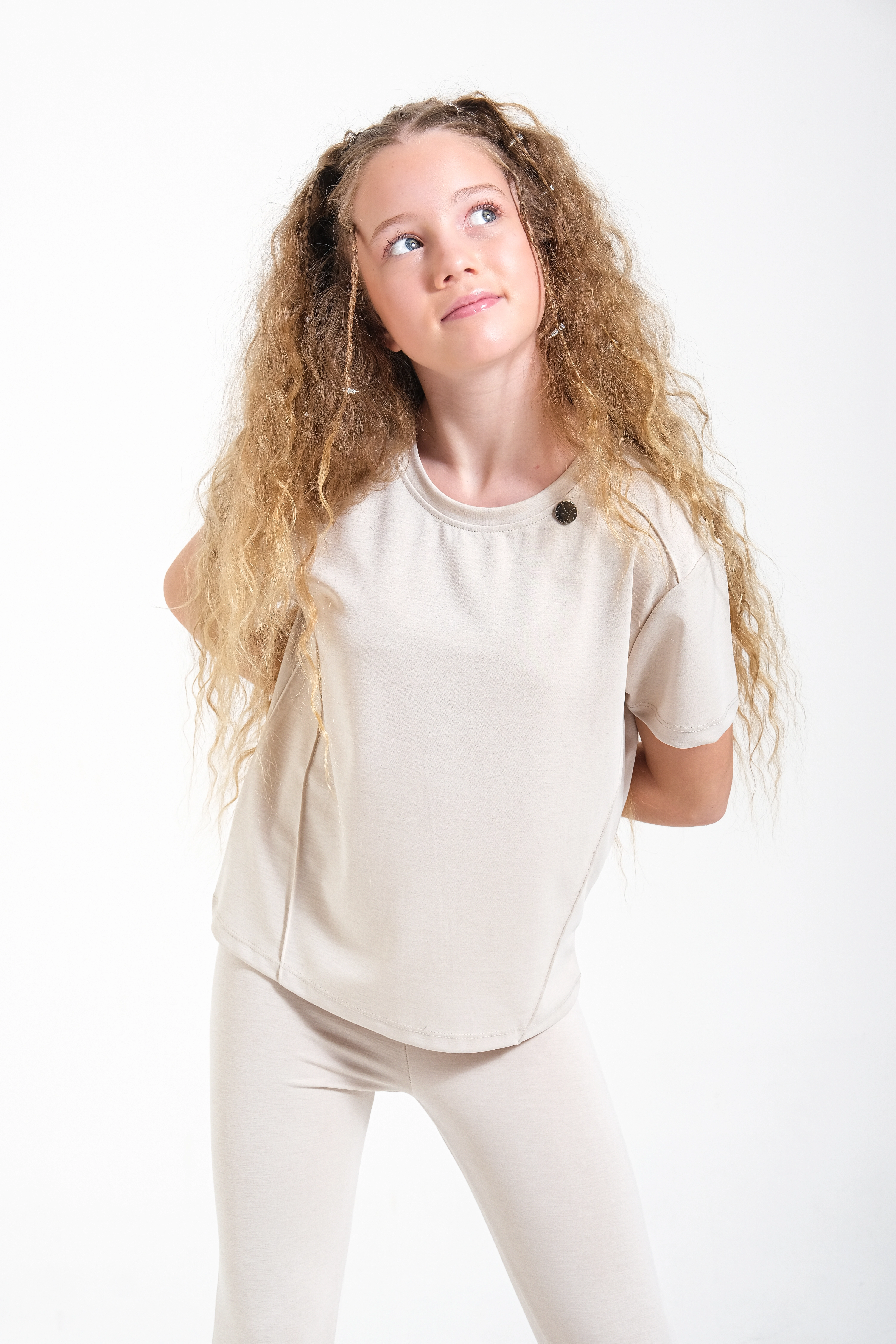 8-15 Modal Kumaş Yüksel Bel Tayt Ekru