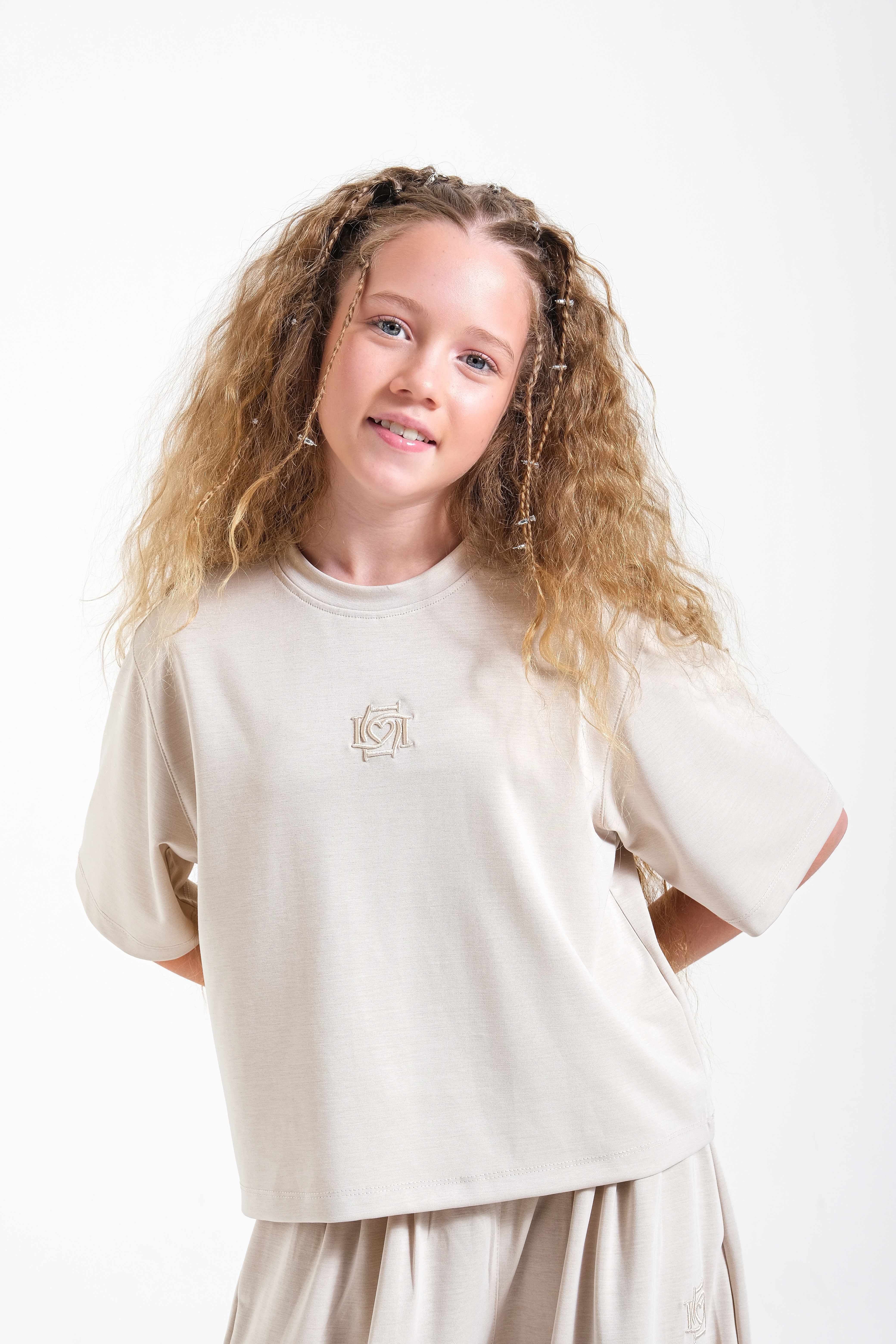 8-15 Armalı Modal Kumaş T-shirt Krem