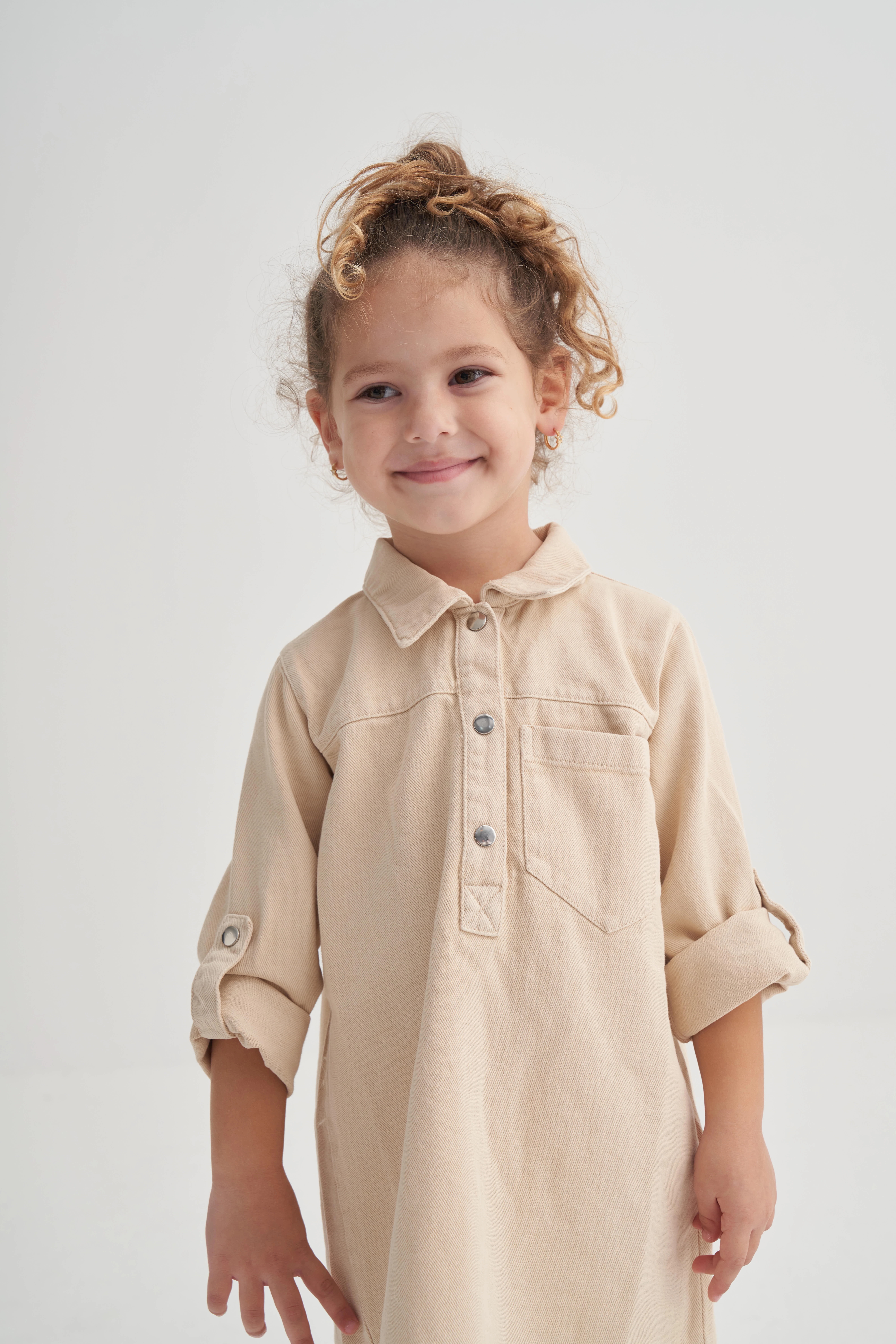 2-6 Yaş Gabardin Elbise Krem