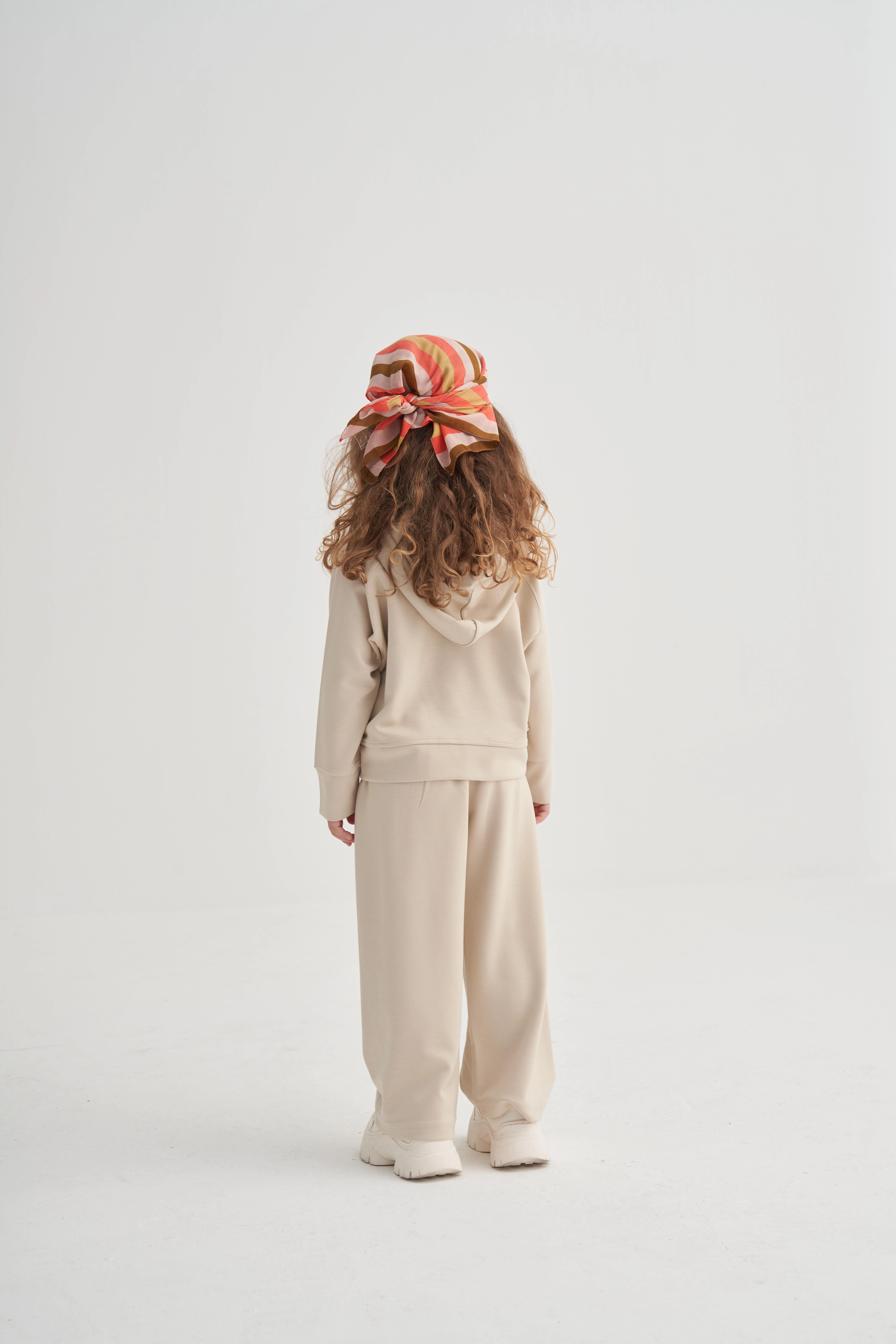 2-6 Yaş Kapüşonlu Bol Paça Modal Takım Krem