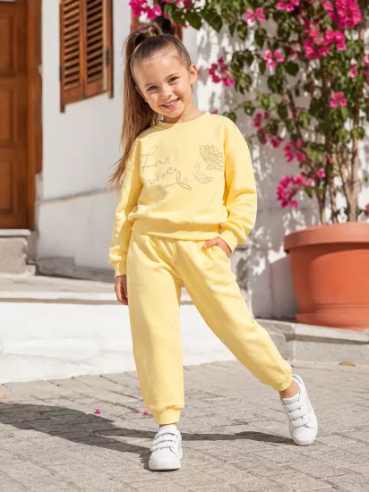 Kız Çocuk Jogger 2li Kışlık Eşofman Takımı Sarı (4-8 yaş)