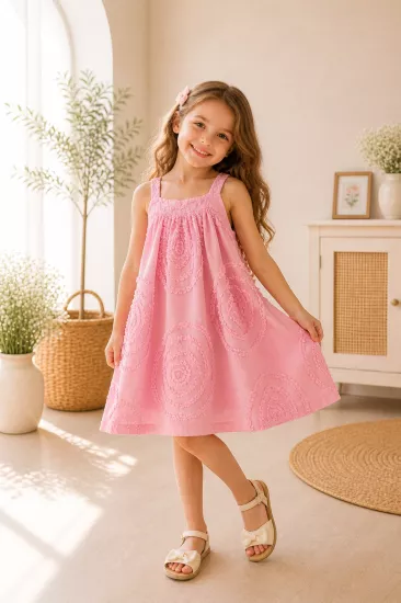 4-8 Wind Elbise Pembe