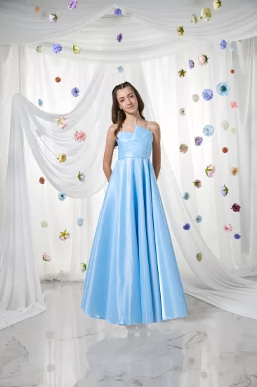 10-15 Drape Maxi Abiye Parlak Mavi
