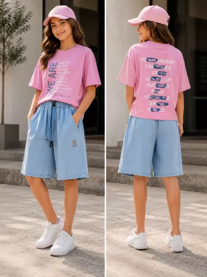 9-14 Wear Amazing Baskılı Oversize T-Shırt Pembe