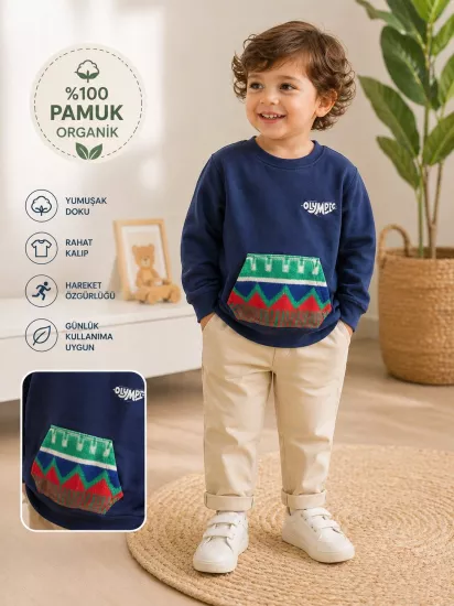 NK 1-4 Yaş Etnık Cepli Sweat Lacıvert