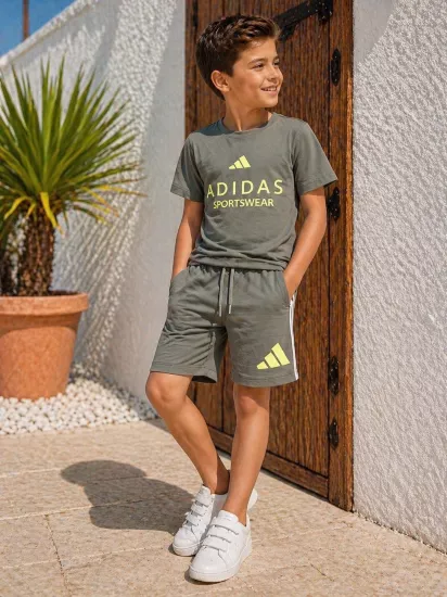 3-10 Yaş Adidas Şortlu Takım Yeşil