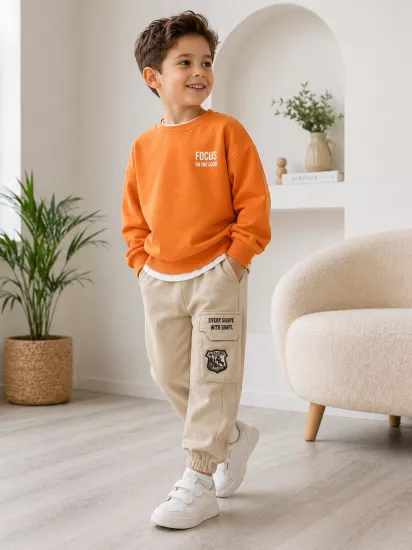 NK 4-8 Yaş Camp Pantolon Krem-Kahve