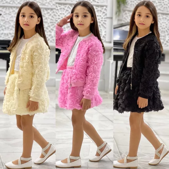 3-8 Yaş Güllü 3lü Takım Krem