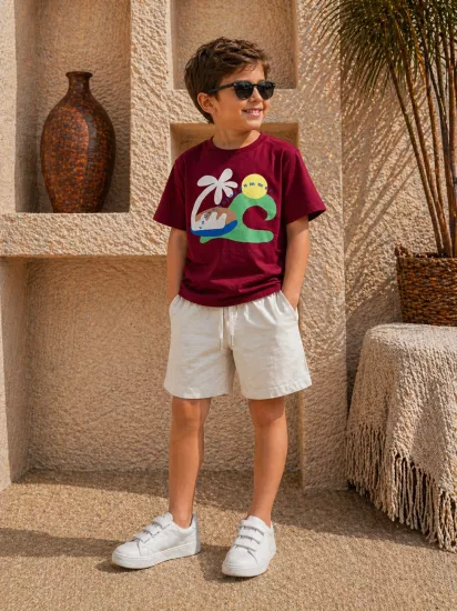 4-8 Yaş Today Enjoy Summer Şortlu Takım Bordo