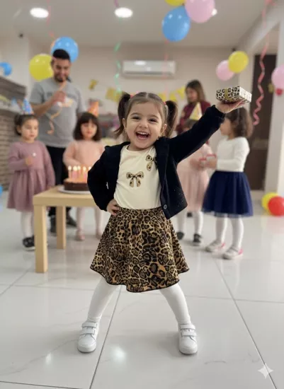 Nk 1-4 Yaş Desing Hırkalı 3lü Leopar Takım