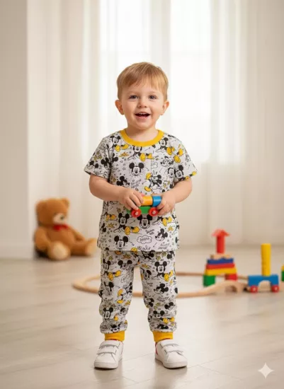 Unısex 1-4 Yaş Mıckey Mouse Pijama Takım