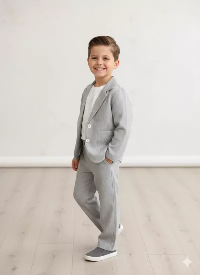 3-11 Yaş Ceket Pantolon Thısırt 3Lü Takım