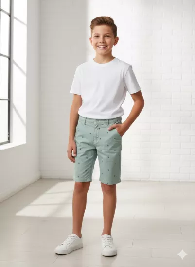 NK 8-14 Yaş Palmiye Şort Turkuaz