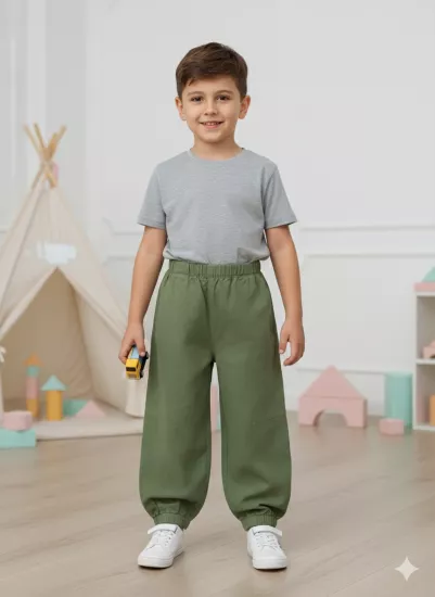 2-6 Yaş Pensli Gabardin Pantolon Haki