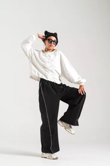 Kız Çocuk Yanları Biyeli Mevsimlik Pantolon Siyah(9-15 yaş)
