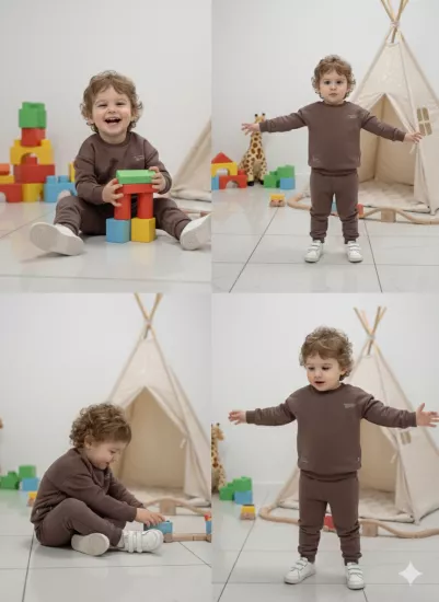 2-6 Yaş Mevsimlik Eşofman Takımı Kahve