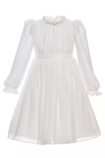 3-7 Yaş White Royal Taşlı Elbise