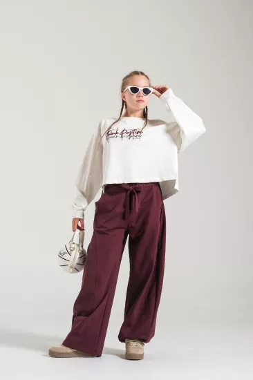 Kız Çocuk Baskılı Sweat Ekru(9-15 yaş)