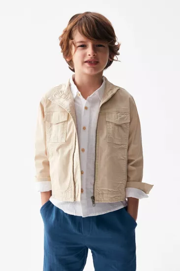 4-8 Yaş Denim Ceket Krem