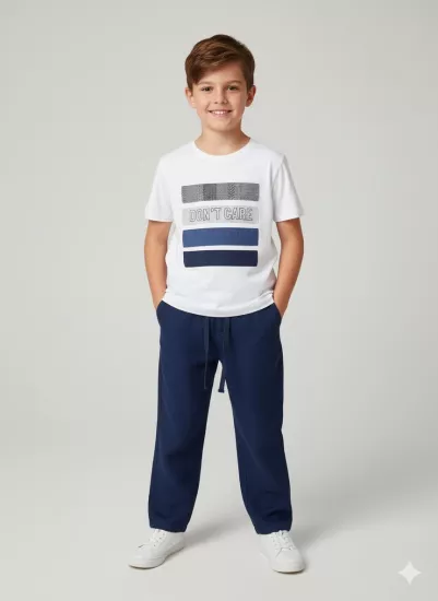1-15 Yaş Cotton 2 li Takım Lacivert