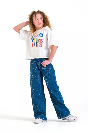 8-15 Good Vibes Boncuk T-shirt Beyaz