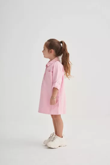 2-6 Yaş Gabardin Elbise Pudra