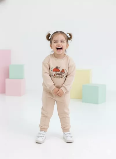 Mantar Sweat Cebi Fiyonklu Pantolon 2Li Takım 1/4 Yaş