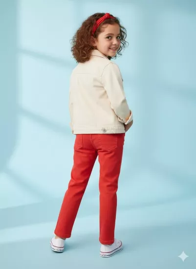NK 4-8 Yaş Beli Büzgülü Pantolon Kırmızı